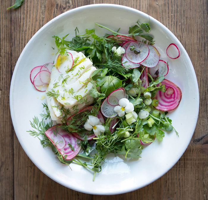 Sallad på torsk och rädisor