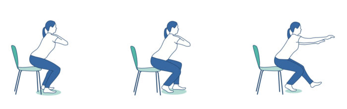 Leg bending exercise against osteoarthritis.