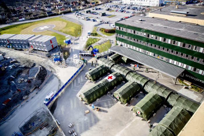 Dfältsjukhuset utanför Östra Sjukhuset i Göteborg under coronakrisen